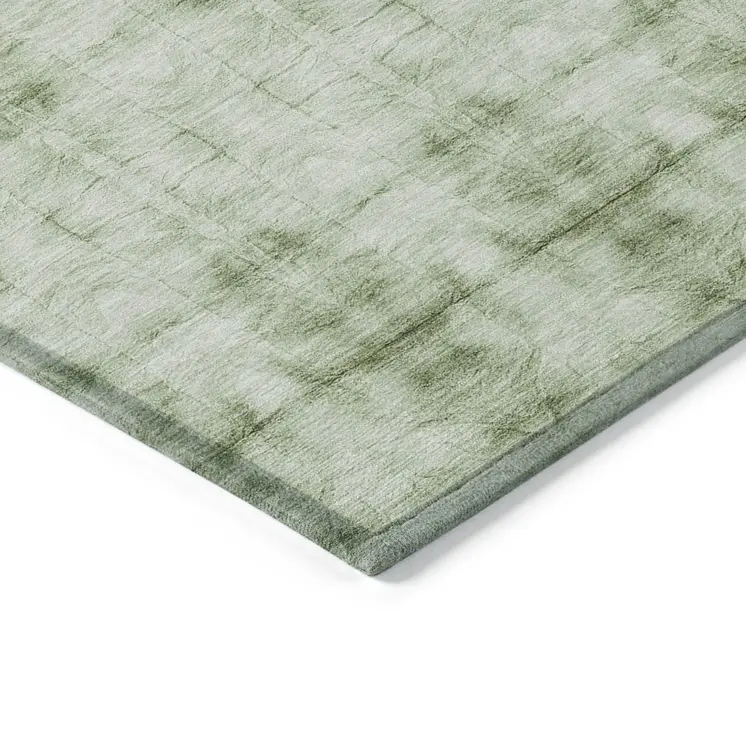 5' X 8' Sage And Green Geometric Washable Indoor Outdoor Area Rug