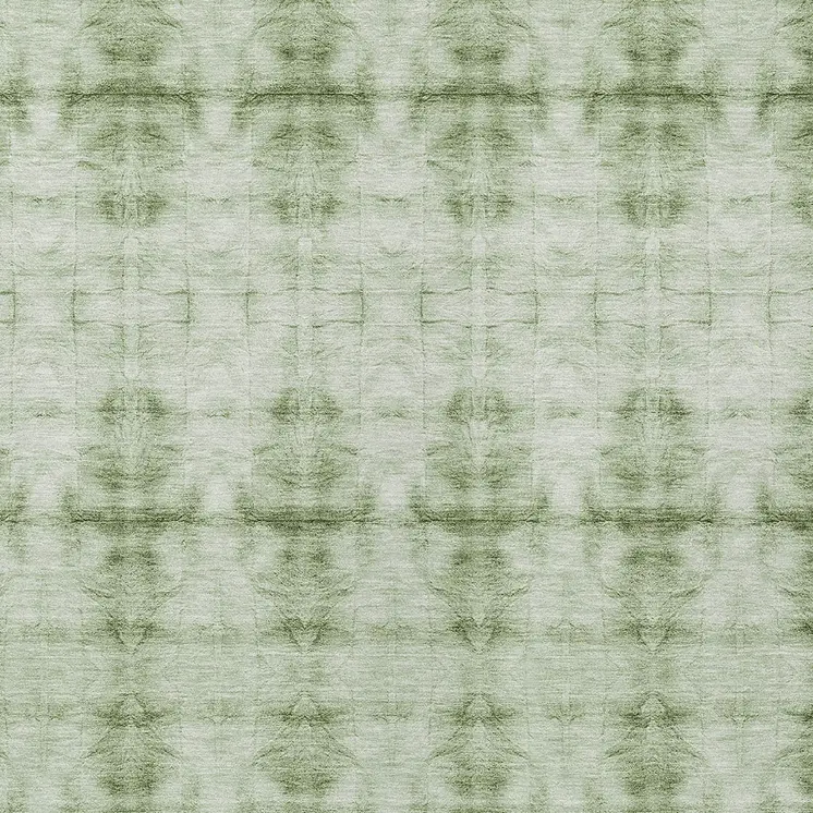 5' X 8' Sage And Green Geometric Washable Indoor Outdoor Area Rug