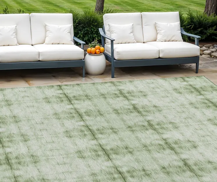 8' X 10' Sage And Green Geometric Washable Indoor Outdoor Area Rug