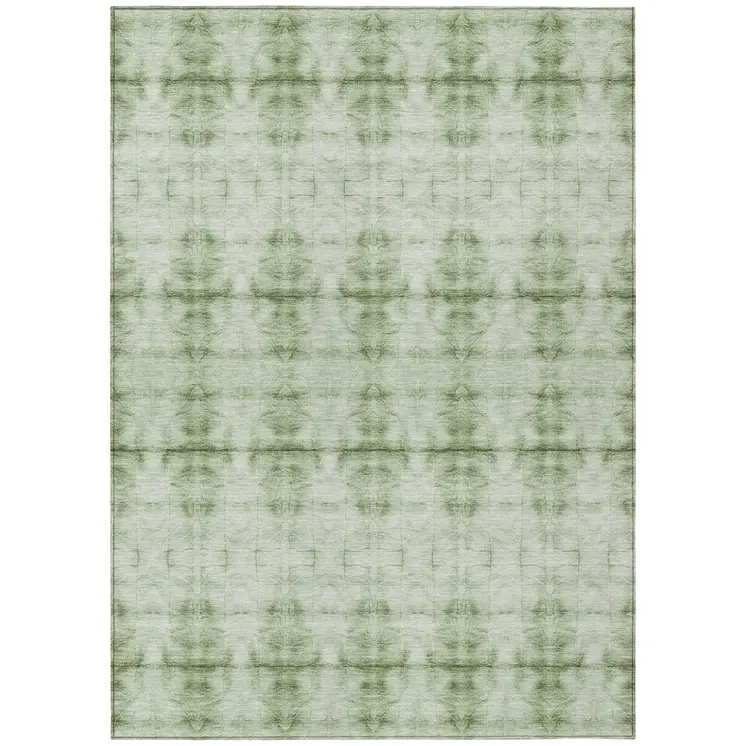 8' X 10' Sage And Green Geometric Washable Indoor Outdoor Area Rug