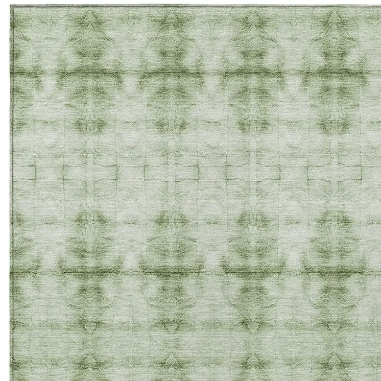 10' X 14' Sage And Green Geometric Washable Indoor Outdoor Area Rug