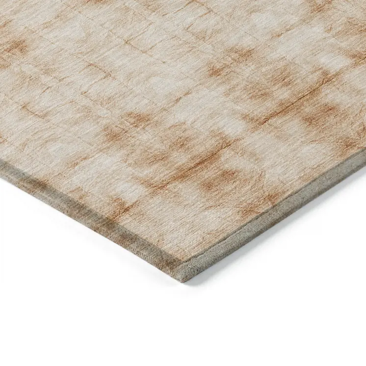 9' X 12' Salmon And Ivory Geometric Washable Indoor Outdoor Area Rug