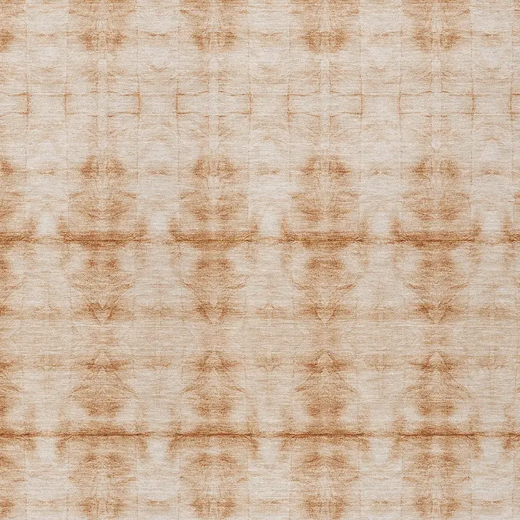 9' X 12' Salmon And Ivory Geometric Washable Indoor Outdoor Area Rug