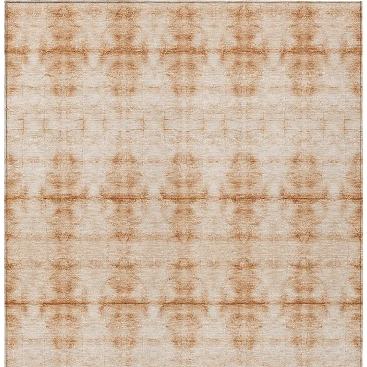 10' X 14' Salmon And Ivory Geometric Washable Indoor Outdoor Area Rug
