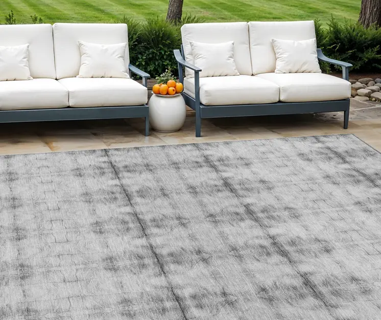 9' X 12' Silver And Gray Geometric Washable Indoor Outdoor Area Rug