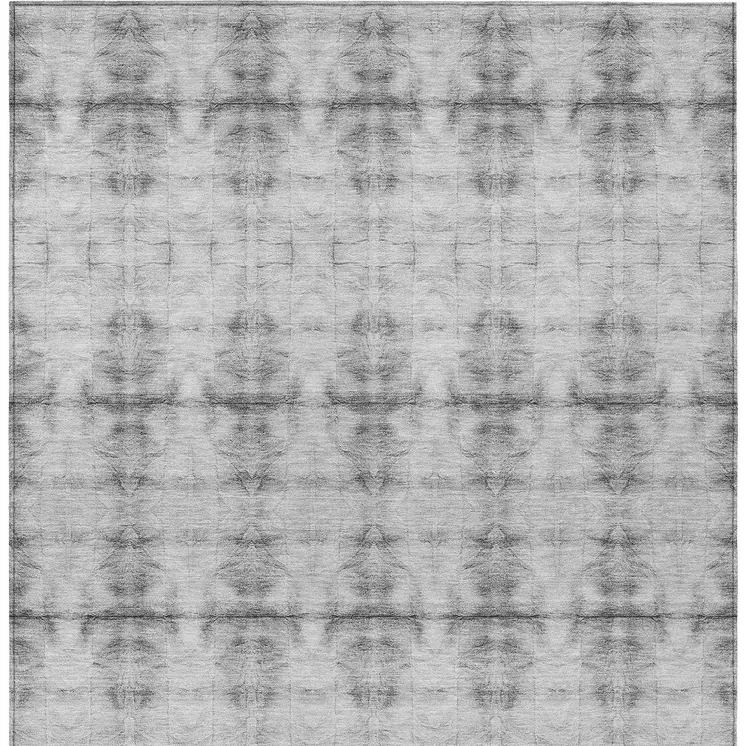 10' X 14' Silver And Gray Geometric Washable Indoor Outdoor Area Rug