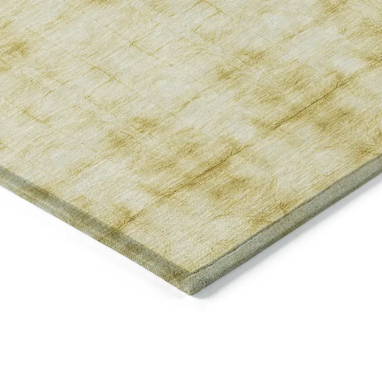 5' X 8' Wheat And Gold Geometric Washable Indoor Outdoor Area Rug