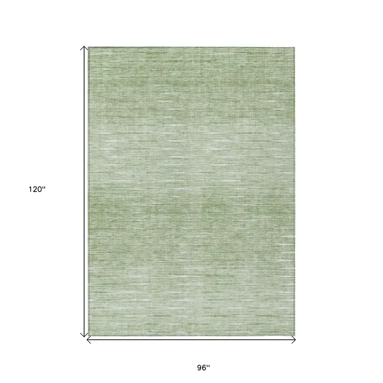 8' X 10' Artichoke Green And Green Abstract Washable Indoor Outdoor Area Rug
