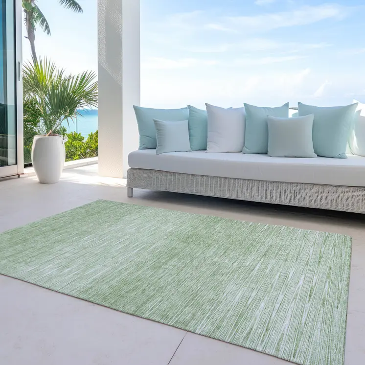 8' X 10' Artichoke Green And Green Abstract Washable Indoor Outdoor Area Rug