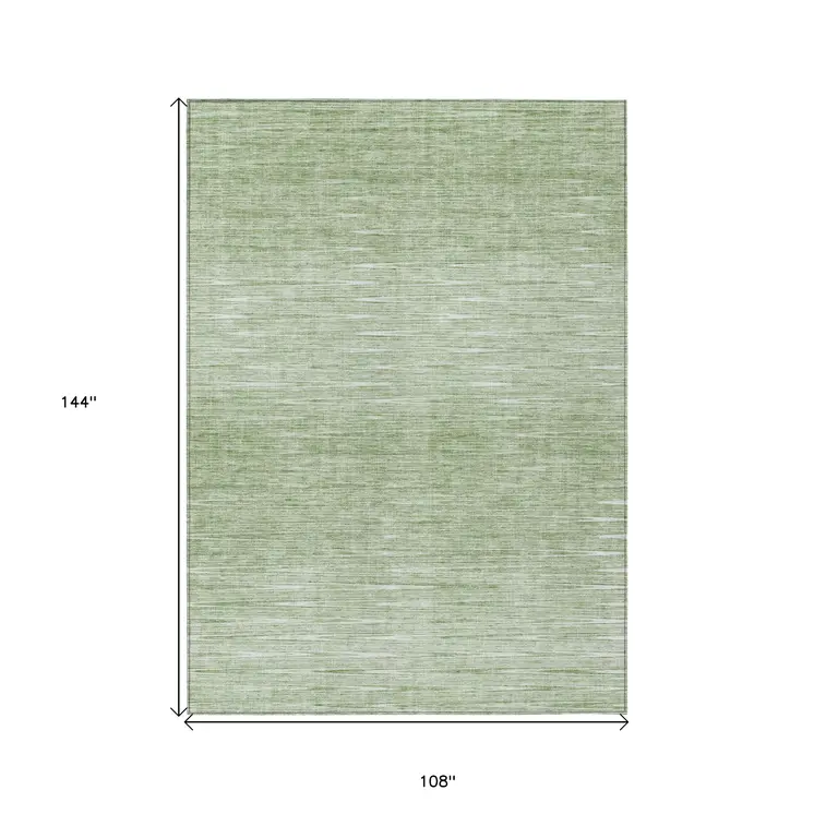 9' X 12' Artichoke Green And Green Abstract Washable Indoor Outdoor Area Rug