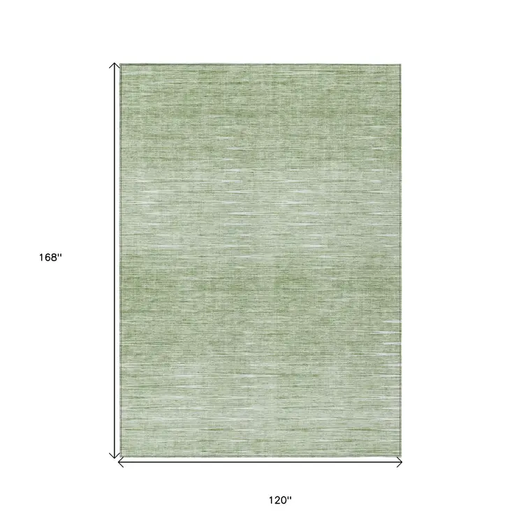 10' X 14' Artichoke Green And Green Abstract Washable Indoor Outdoor Area Rug