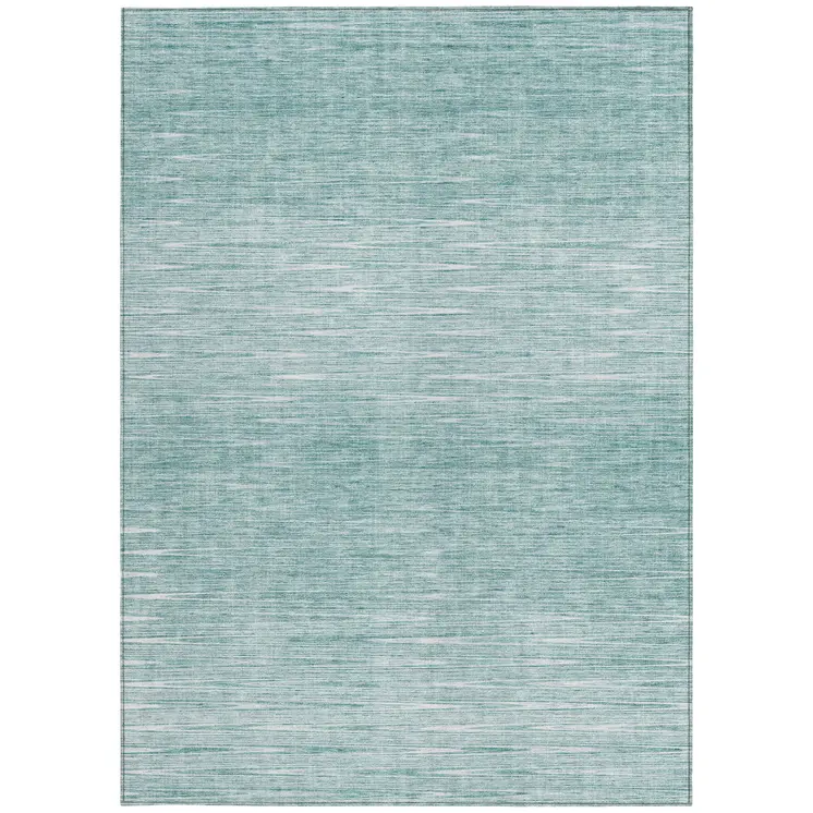 5' X 8' Aqua And Ivory Abstract Washable Indoor Outdoor Area Rug