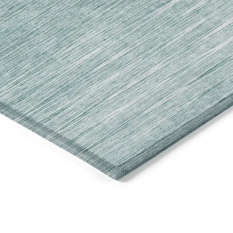 5' X 8' Aqua And Ivory Abstract Washable Indoor Outdoor Area Rug