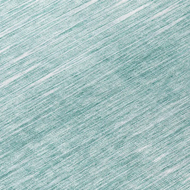8' Aqua And Ivory Round Abstract Washable Indoor Outdoor Area Rug