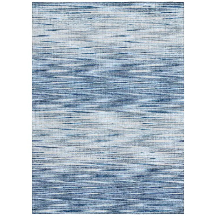 8' X 10' Navy Blue And Sky Blue Abstract Washable Indoor Outdoor Area Rug