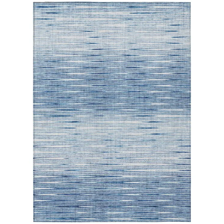 8' X 10' Navy Blue And Sky Blue Abstract Washable Indoor Outdoor Area Rug