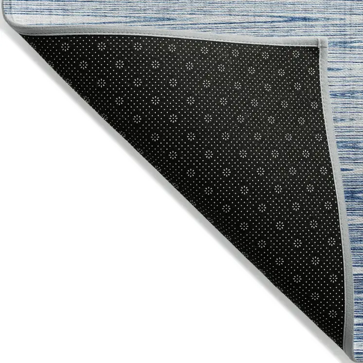 8' X 10' Navy Blue And Sky Blue Abstract Washable Indoor Outdoor Area Rug