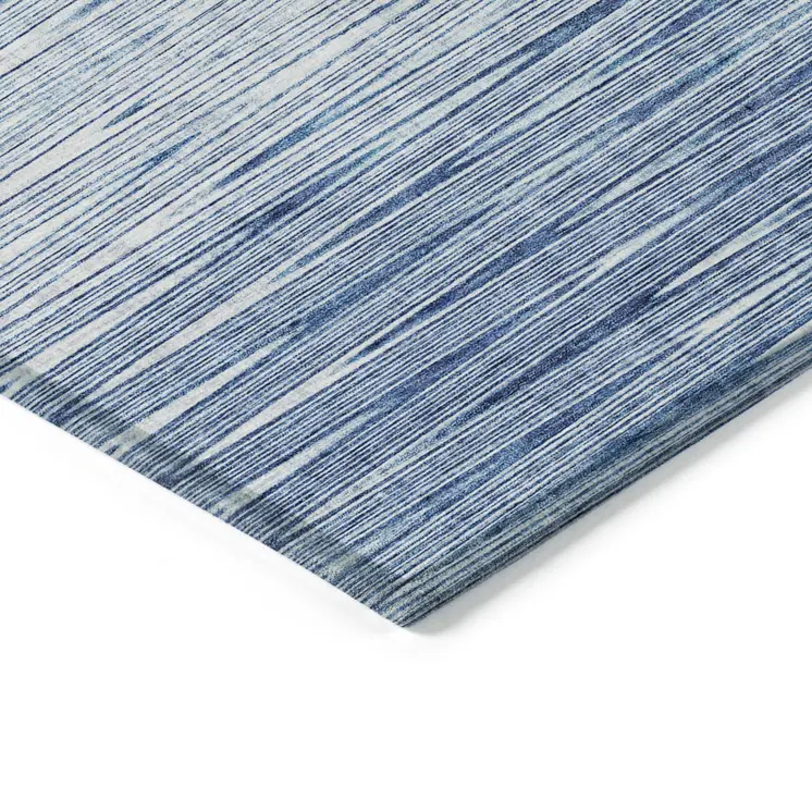 8' X 10' Navy Blue And Sky Blue Abstract Washable Indoor Outdoor Area Rug