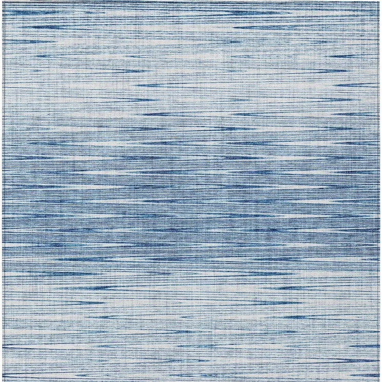8' X 10' Navy Blue And Sky Blue Abstract Washable Indoor Outdoor Area Rug