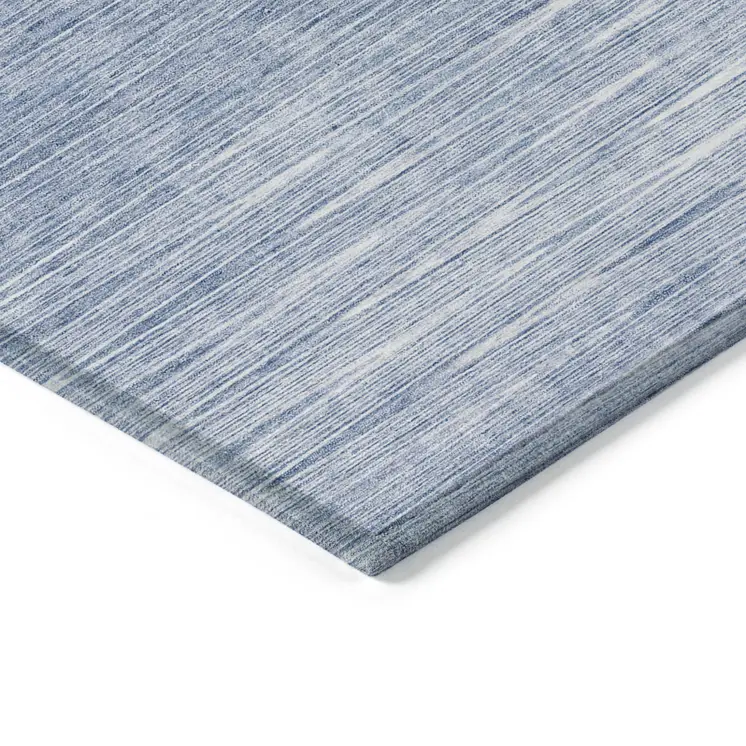 3' X 5' Denim Blue And Blue Abstract Washable Indoor Outdoor Area Rug