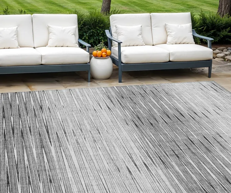8' X 10' Gray And Charcoal Abstract Washable Indoor Outdoor Area Rug