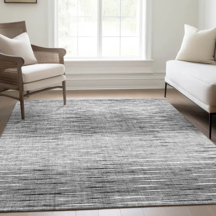 10' X 14' Gray And Charcoal Abstract Washable Indoor Outdoor Area Rug
