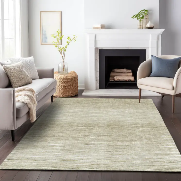 10' X 14' Khaki And Beige Abstract Washable Indoor Outdoor Area Rug