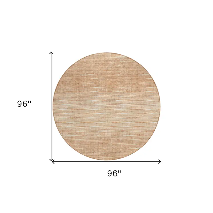 8' Salmon And Ivory Round Abstract Washable Indoor Outdoor Area Rug