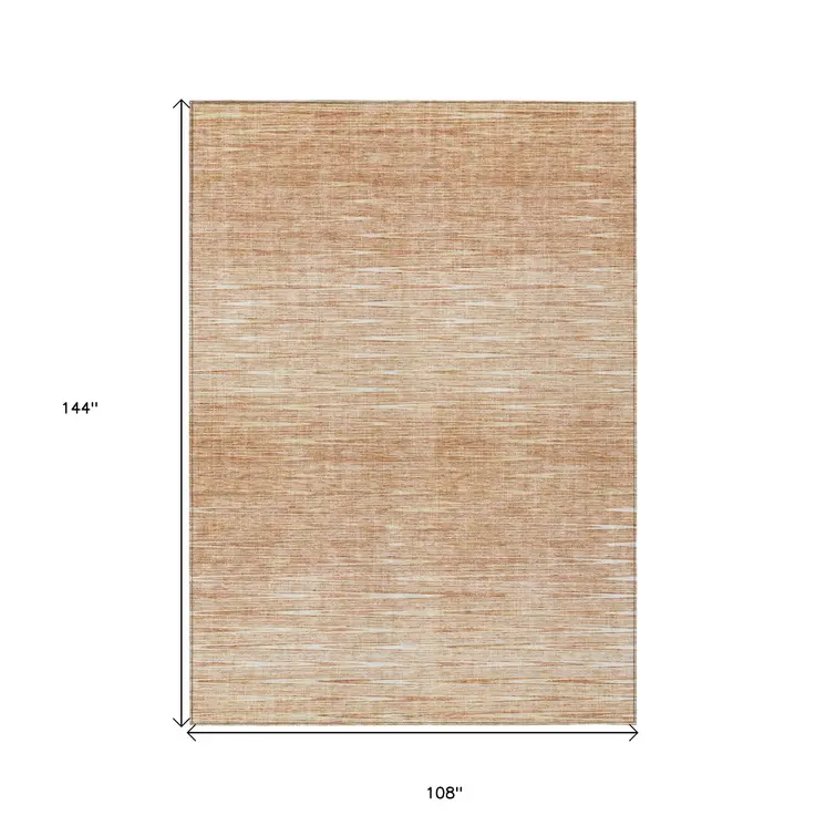 9' X 12' Salmon And Ivory Abstract Washable Indoor Outdoor Area Rug