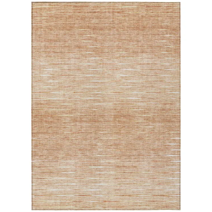 9' X 12' Salmon And Ivory Abstract Washable Indoor Outdoor Area Rug