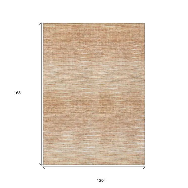 10' X 14' Salmon And Ivory Abstract Washable Indoor Outdoor Area Rug