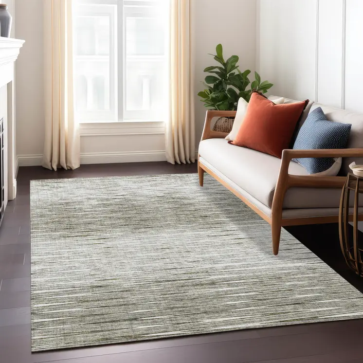 3' X 5' Taupe And Beige Abstract Washable Indoor Outdoor Area Rug