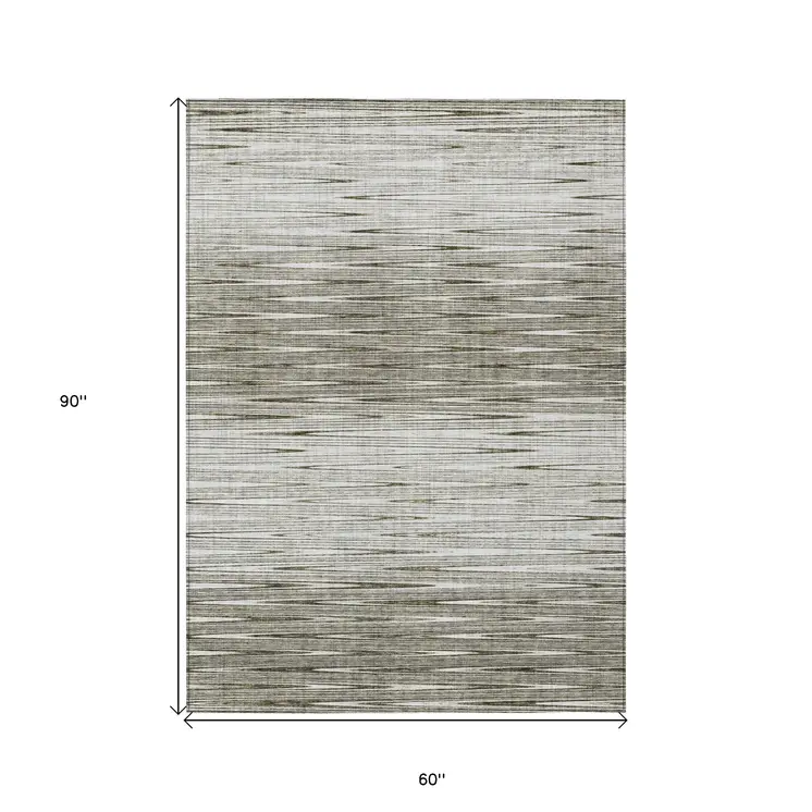 5' X 8' Taupe And Beige Abstract Washable Indoor Outdoor Area Rug