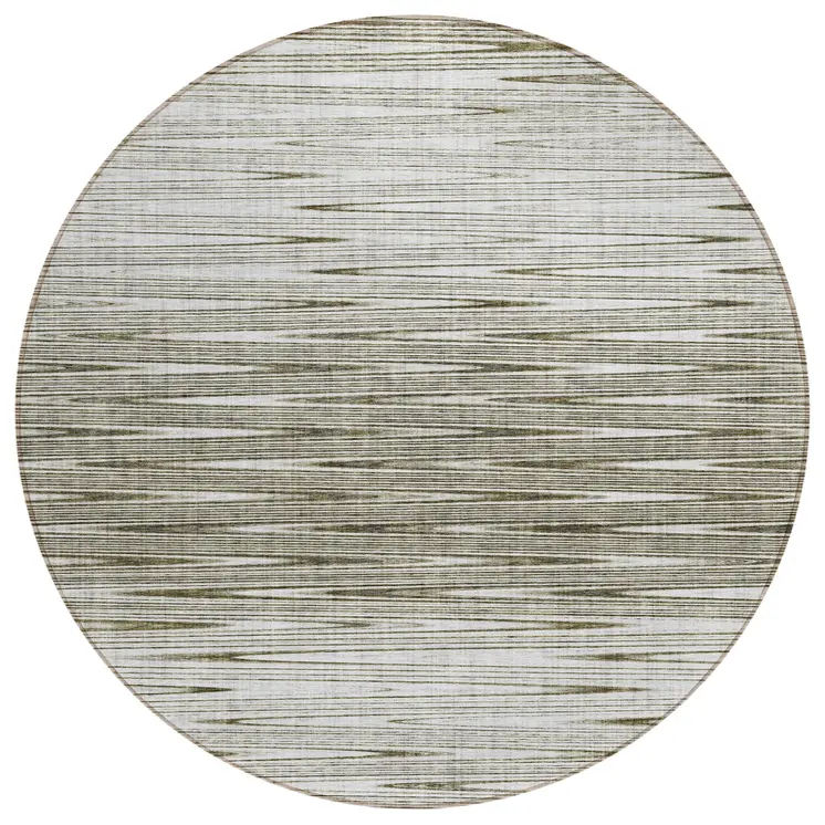 8' Taupe And Beige Round Abstract Washable Indoor Outdoor Area Rug