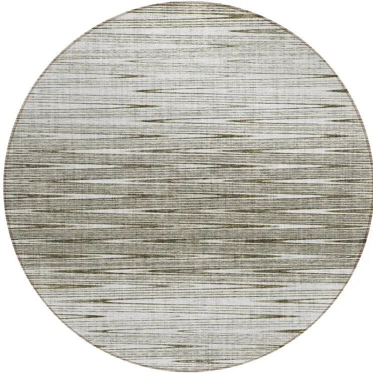 8' Taupe And Beige Round Abstract Washable Indoor Outdoor Area Rug