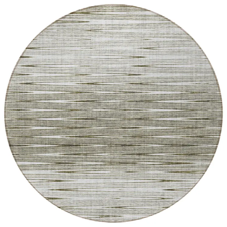 8' Taupe And Beige Round Abstract Washable Indoor Outdoor Area Rug