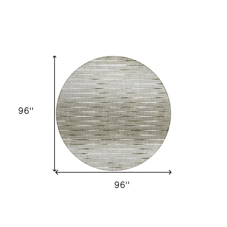 8' Taupe And Beige Round Abstract Washable Indoor Outdoor Area Rug