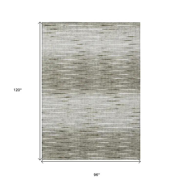 8' X 10' Taupe And Beige Abstract Washable Indoor Outdoor Area Rug