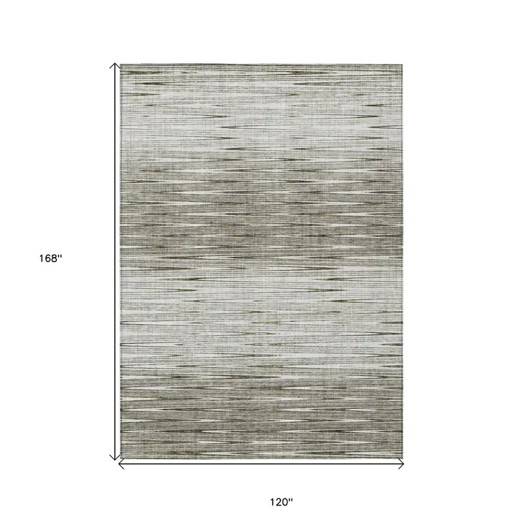 10' X 14' Taupe And Beige Abstract Washable Indoor Outdoor Area Rug