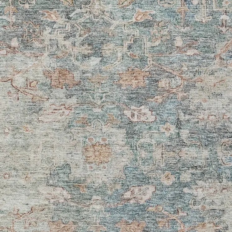 3' X 5' Green Blue And Gray Oriental Washable Indoor Outdoor Area Rug