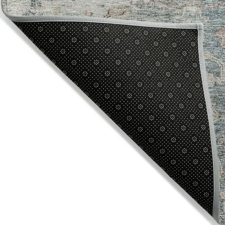 9' X 12' Green Blue And Gray Oriental Washable Indoor Outdoor Area Rug