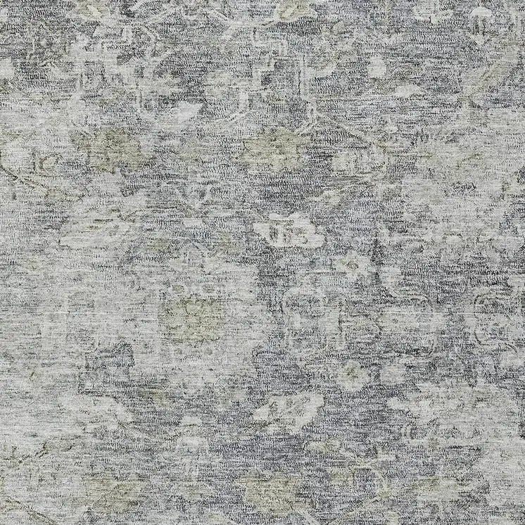 5' X 8' Gray Beige And Charcoal Oriental Washable Indoor Outdoor Area Rug
