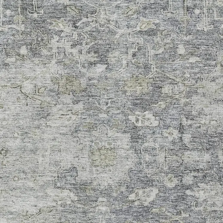 10' X 14' Gray Beige And Charcoal Oriental Washable Indoor Outdoor Area Rug