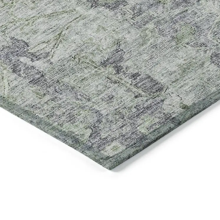 3' X 5' Plum Purple And Olive Green Oriental Washable Indoor Outdoor Area Rug
