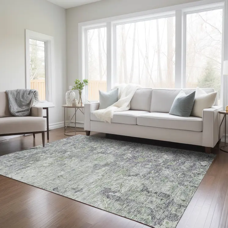 3' X 5' Plum Purple And Olive Green Oriental Washable Indoor Outdoor Area Rug