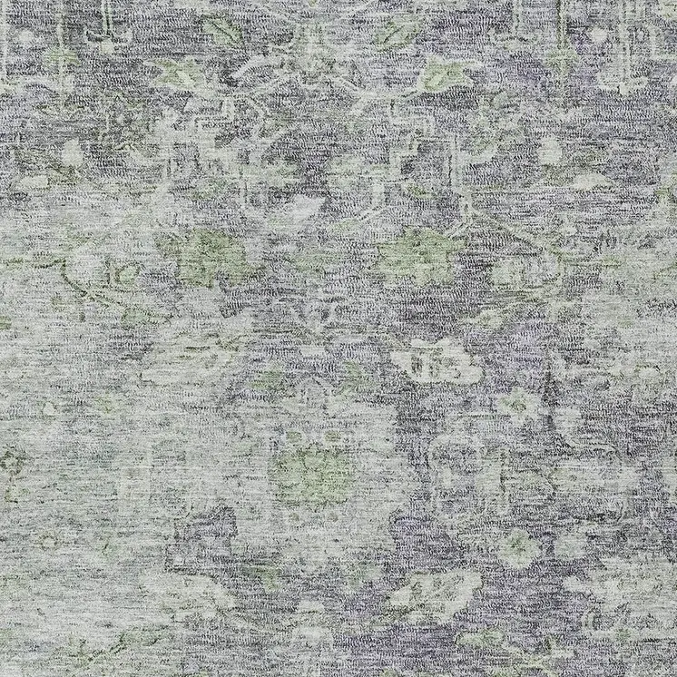 5' X 8' Plum Purple And Olive Green Oriental Washable Indoor Outdoor Area Rug