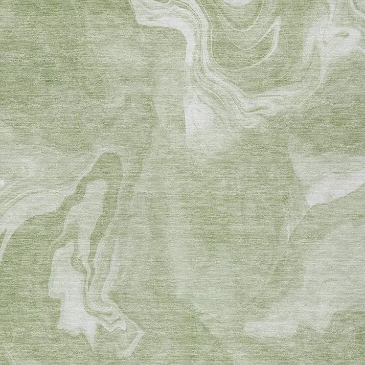 3' X 5' Artichoke Green Fern Green And Ivory Abstract Washable Indoor Outdoor Area Rug