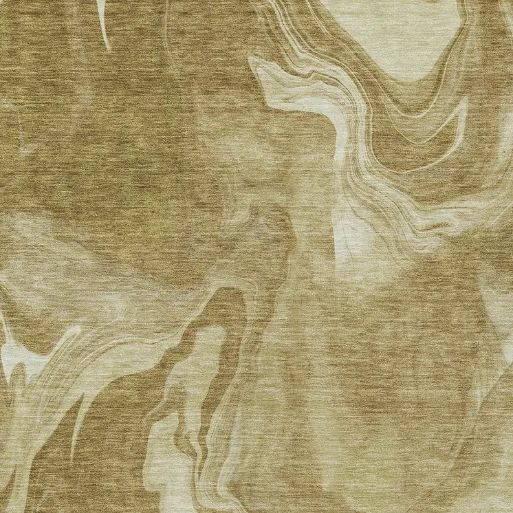 9' X 12' Brown Beige And Ivory Abstract Washable Indoor Outdoor Area Rug