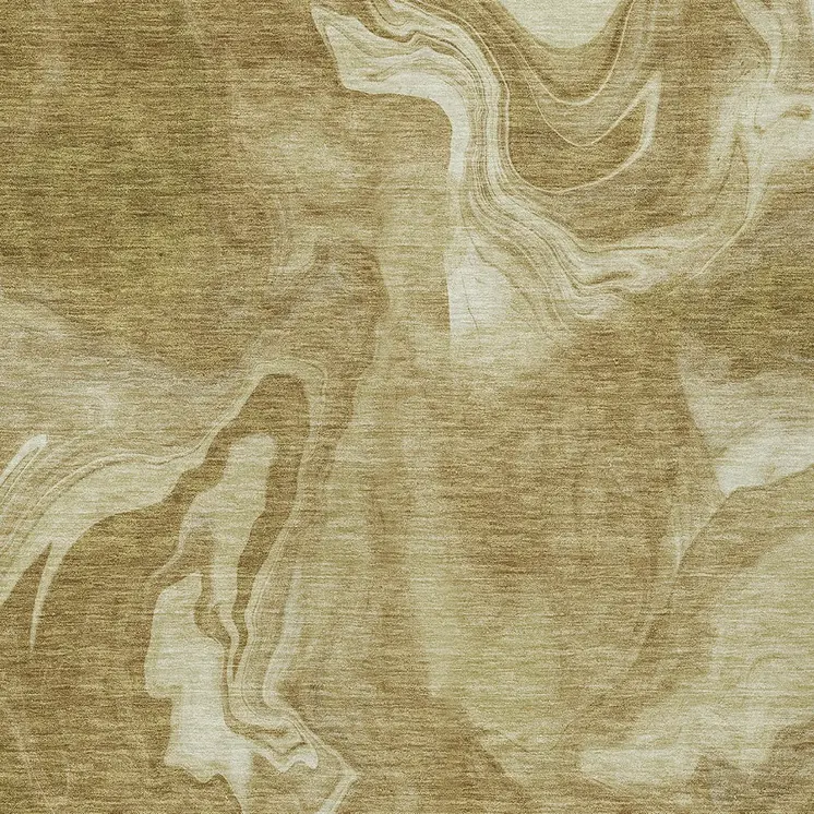 10' X 14' Brown Beige And Ivory Abstract Washable Indoor Outdoor Area Rug