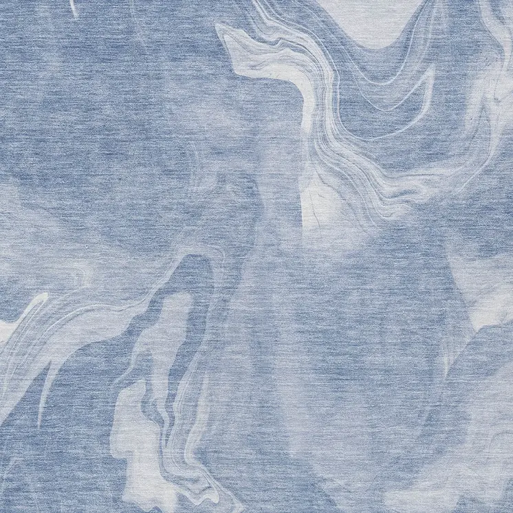 3' X 5' Blue And Sky Blue Abstract Washable Indoor Outdoor Area Rug